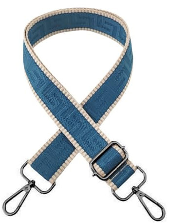 Blausky Breite 3.8 cm Taschengurt Bunter Schultergurt Verstellbarer Schultergurt Labyrinth Umhängegurt Längenverstellbarer 75-130cm für Taschen und Tragetaschen,DIY Taschenband,Seeblau+Pistolenfarbe