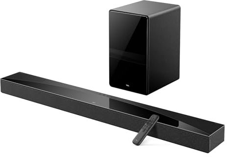 TCL Barra de Sonido Q75H 5.1.2 Canales para TV, 620 vatios, Cine en casa, Sonido Cine Envolvente, expansión de Sonido, Dolby Atmos, DTS:X, HDMI eARC, Bluetooth 5.1, Mando a Distancia único