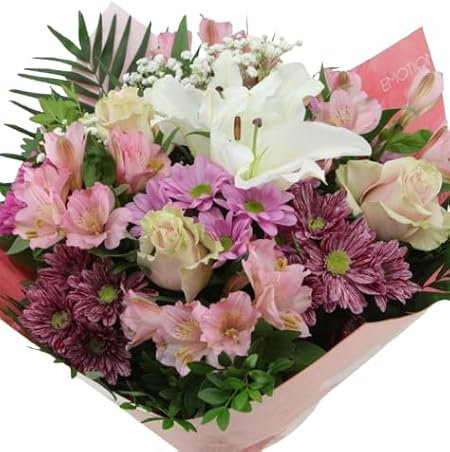 DECOALIVE Ramo Rosa Natural con Flores Faciles de Cuidar