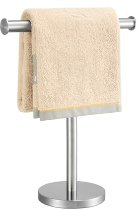 Zitalupy T-Shape Bath Hand Towel Holder Standing, SUS304 Stainless Steel Brushed Nickel T-Shape Towel Bar Rack Stand with Heavy Base, Tower Bar for Bathroom Kitchen & Countertop