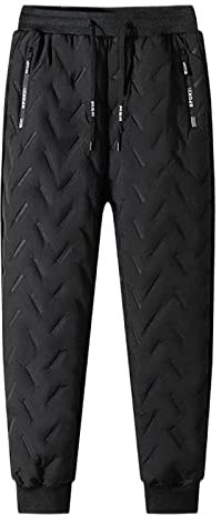 SRZYMJ Jogginghose Herren Winter Fleece Sweathose Trainingshose Sherpa Gefüttert Warme Männer Sporthose Baumwolle Freizeithose mit Reißverschluss Taschen Relaxing Hose Thermo Männer Winter BK1 XL