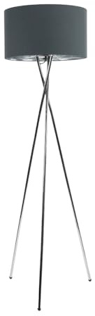 ValueLights | Camden Tripod Floor Lamp Chrome with Charcoal & Chrome Inner Shade | Floor Lamps, Home Décor & Improvement Essential