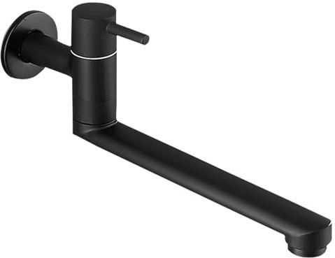 SXWYLZ Kaltwasserhahn für das Waschbecken aus Edelstahl Wasserhahn Schwenkbar Wandmontage Spülbecken Wasserhahn Verlängerung,Schwarz