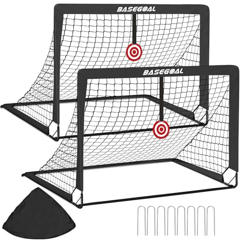 Portería de Fútbol, 2 en 1 Pop Up Plegable Porterias de Futbol Jardín, con Bolsa de Transporte, Red y Objetivo de Diana, Ideal para Juegos Interior y Exterior-120x90x90CM