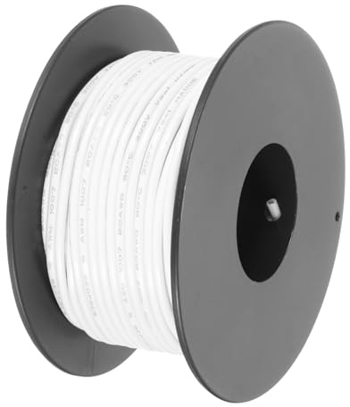 sourcing map Filo di collegamento in PVC intrecciato da 20 AWG, 15 m, bianco, bobina elettrica UL1007, filo di rame stagnato per collegamento interno, marino