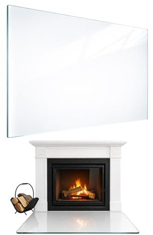 TMK ArtDeko Transparente Glasbodenplatte aus ESG-Glas – Funkenschutz für Ihren Kaminofen - 52x45 cm