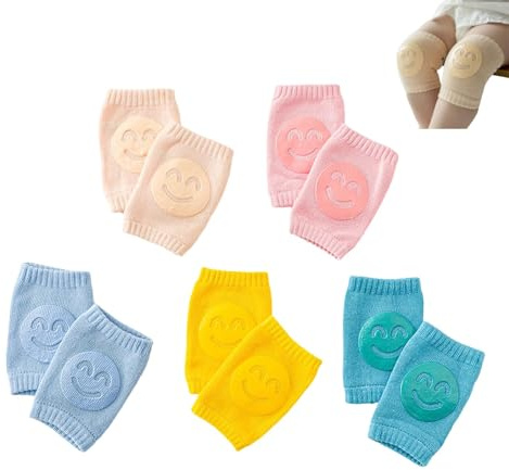 Hidetex Baby Knee Pads for Crawling – Infant Kneepads, Adjustable Elastic Leg Warmers, Anti-Slip Leg Protector for Unisex Toddlers(5 Pairs)