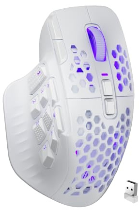 SOLAKAKA SM809 Pro Gaming Mouse with 9 Side Buttons,24000 DPI RGB Mouse for Gamer,16 Programmable Macros MMO Mouse,White