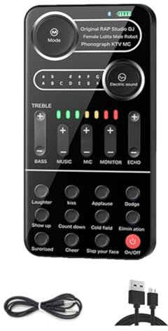 Pqahffowr Scheda audio Live Voice Changer con 12 Toni Elettriche e Microfono per Trasmissione in Diretta su Telefono Cellulare, Computer e Accessori PC