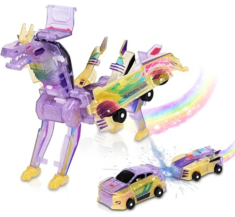 Felly Robocrash Drago Transformers Macchina Giocattoli, 2 pezzi Auto Robot Giochi Bambini Bambino Bambina 2 3 4 5 6 anni, Giocattolo Regalo per Ragazzi Ragazze