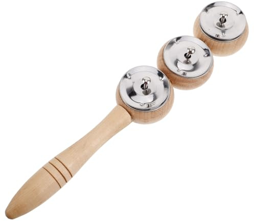 BESPORTBLE Schellen-shaker Mit Holzgriff Handheld-schlittenglocken Glocken Tamburin Handglocke Jingle Shaker Bells Musikinstrumente Für Junge Mädchen Auditive Entwicklung
