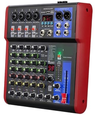 99 DJ Mixing Audio Console Karaoke Recording 4/6/8 Channel Audio Interface For Controller Studio With Digital Effects Easy To Use(6 Channels)