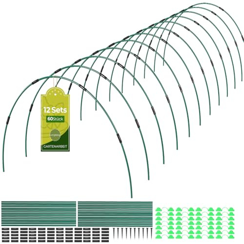 MQHUAYU 40 Pcs Pflanztunnel Bögen，155x65cm Folientunnel für Hochbeet | 106 Teile Set, Frühbeet Tunnel, DIY Pflanzenunterstützung für Garten Reihenabdeckung, Schutz für Pflanzen, Obst und Gemüse