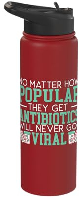 Antibiotics Will Never Go Viral Pharmacy Pharmacist Stainless Steel Insulated Water Bottle