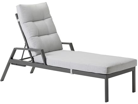 Dehner Gartenliege Formentera, Sonnenliege inkl. wasserabweisendem Polster, verstellbar, 66 x 97 x 188.5 cm (B/H/T), Sitzhöhe 42 cm, Aluminium/Polyester, dunkelgrau