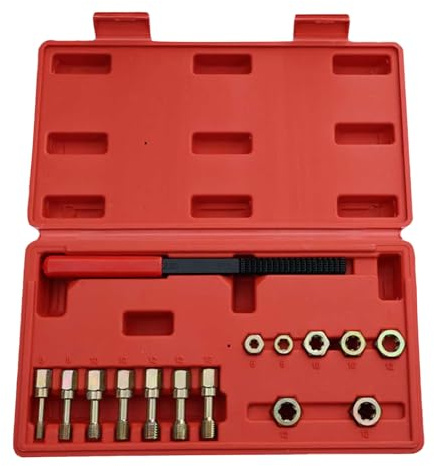 Juego de machos de roscar eficientes de 15 piezas para roscas oxidadas con herramientas de alta dureza, kit de reparación con machos y lima de doble cara para restaurar roscas dañadas