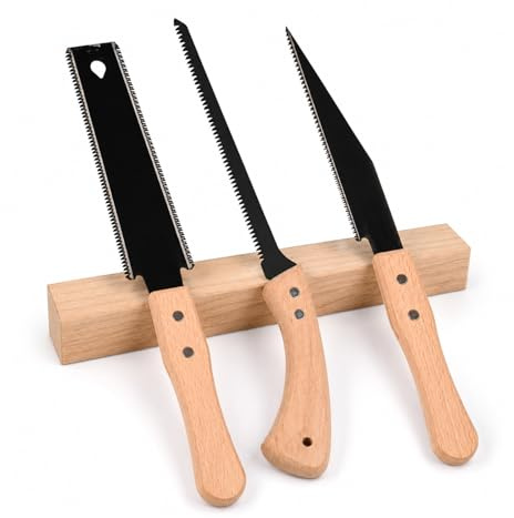 3 Pcs Japanese Hand Saw Set, Small Japanese Pull Saw with Fine Tooth, SK5 Double Edge & Flush Pull Cutter, Practical Woodworking Tools for DIY, Carpentry, Craft Making