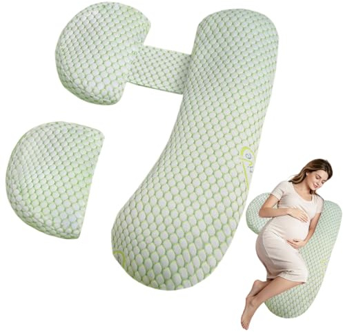 RNPKZ Schwangerschaftskissen Einstellbar, Schwangerschaftskissen zum Schlafen, Memory Foam Schwangerschaftskissens für Bauch, Rücken, Verstellbares und Tragbares Körperkissen für Seitenschläfer (Grün)