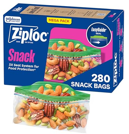 Ziploc Snack Bags, Easy Open and Close, Plastic Food Storage Bags, 280 Bags Total