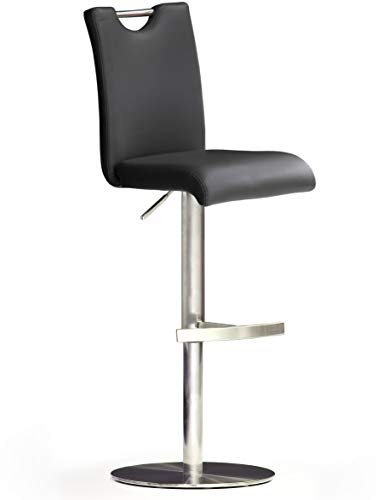 Robas Lund Barhocker Schwarz mit Lehne Barstuhl drehbar 360 Grad, Hocker höhenverstellbar, PU BAR.DO