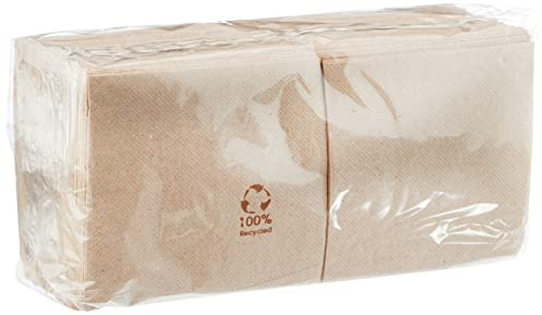 MORIGAMI SER22117138 Coktail, Servilleta 20x20, 2 capas, pliegue 1/4, 100 servilletas, punta-punta 100% natural kraft