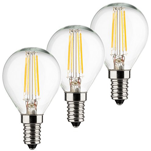 MÜLLER-LICHT 3er-Set Retro-LED Tropfenform Ersetzt 40 W, Glas, E14, 4 W, Silber, 4.5 x 4.5 x 8 cm, 3 Einheiten, Klar