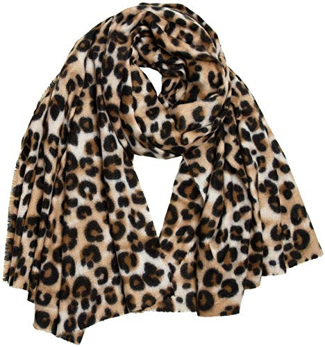 Caspar SC501 weicher warmer Damen XL Schal mit Leo Animal Print