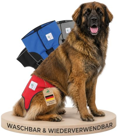 NATURE PET Premium Läufigkeitshose für Hündinnen – Hochwertige & Bequeme Hundewindeln für Hündinnen & Rüden – Waschbare Inkontinenz-Hundewindel ohne Einfädeln der Rute – XL/Rot