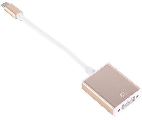 Adaptador USB C a VGA, Adaptador USB 3.1 Tipo C Reversible a VGA Multipuerto, Adaptador USB Tipo C a VGA Convertidor macho a hembra Compatible para Lenovo 900, Dell XPS 13, HP Spectre x2(Oro)