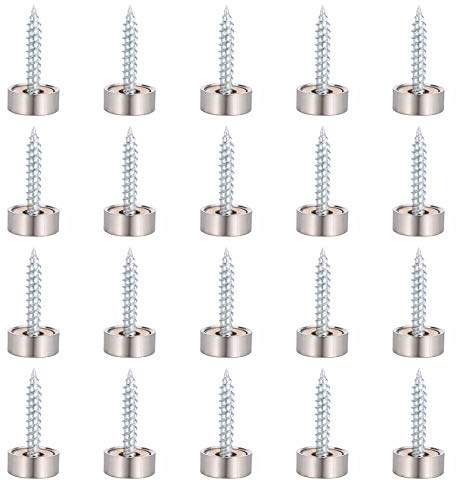 GOTH Perhk 20 Sätze 12mm Spiegelschrauben, Edelstahl Zierschrauben Dekorative Spiegel Schrauben mit Schraubenkappe für Teetischen, Kleiderschränken, Spiegeltische