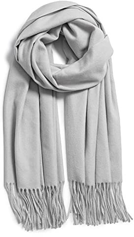 KOOSUFA Winterschal Damen Schultertuch Halstuch Stola Einfarbig Feinstrick Deckenschal Herbst Winter Damenschal Warmer Schal 200x70cm (Hellgrau, 200 * 70cm)