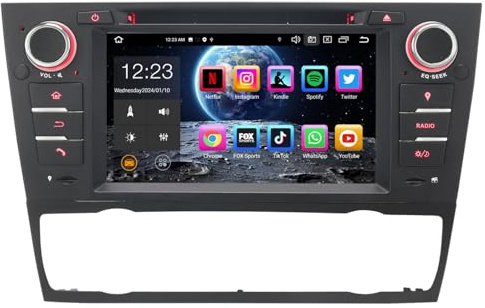 Erisin 8-Core 4GO RAM+64GO ROM Android 14 Autoradio pour BMW Série 3 E90 E91 E92 E93 M3 7 Pouces Lecteur GPS Multimédia Stéréo Dab+ CarPlay Android Auto Bluetooth WiFi DSP TPMS OBD USB