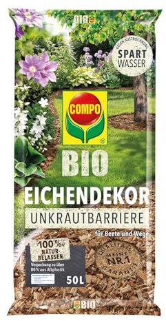 COMPO BIO Eichendekor + Unkrautbarriere für die dekorative Abdeckung von Beeten und Wegen - natürliche Unkrautbarriere 50L