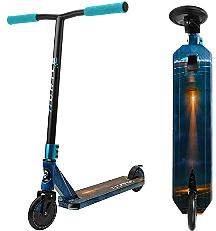Hurtle Lightweight Kick Stunt Scooter - Lab Tested Safety Certified Street Freestyle Trick Scooter w/Alloy Deck, High Impact Wheels, ABEC-9 Bearing, HIC System - for Kids & Teens (Gravity in Aliens)