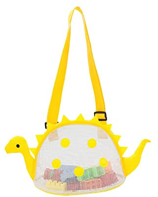 Kinder Netztasche Strandtasche,Netter Dinosaurier Mesh Beach Bag,Aufbewahrungstasche für Strandspielzeug,Tragetasche für Wasserspielzeug Aufräumsack Badetasche Beachbag Faltbar für Familie Urlaub