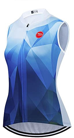 Women's Cycling Jersey Set Sleeveless Bike Shirts Cycling Vest Shorts Bicycle Clothing Short with Gel Padded, Be35, L