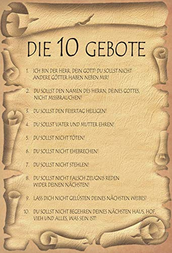 Aus Holz 20x30cm Die 10 Gebote Liste Spruch Tafel