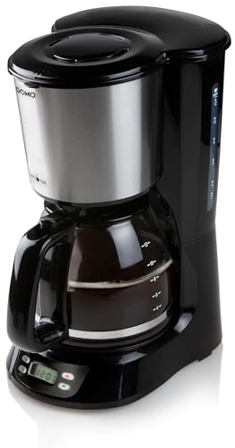 DOMO DO1065K Kaffeeautomat - Filterkaffeemaschine mit Timer und Display - Hochwertige Glaskanne - 1.5L - Schwarz/silber