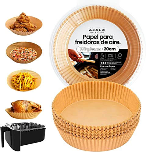 Air Fryer Paper, Azala100 Pieces Round Air Fryer Oven Paper, Disposable Non-Stick Parchment Paper for Fryer, Baking Roasting and Microwave Pan (20 cm)