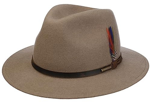 Stetson Rockbrook Traveller Wollhut Einfarbiger Outdoor- und Regenhut aus Filz Made in Poland Unisex Herbst/Winter braun XXL (62-63 cm)