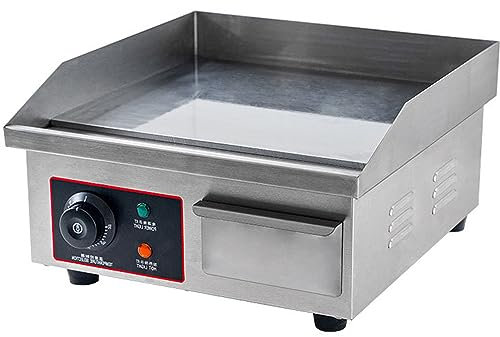 RUYICZB Cocina Hostelería Barbacoa Eléctrica De Sobremesa INOX 3000 W, Superficie De Cocinado Lisa, Revestimiento Antiadherente, Termostato Regulable 50-300 °C, Bandeja Recogegrasas