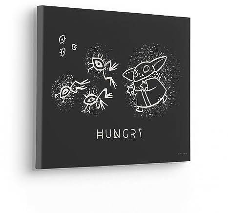 Komar Komar Stretcher Frame Picture - The Mandalorian Grogu Snackin' - Size 40 x 30 cm - Children's Room Picture, Wall Picture, Children's Room