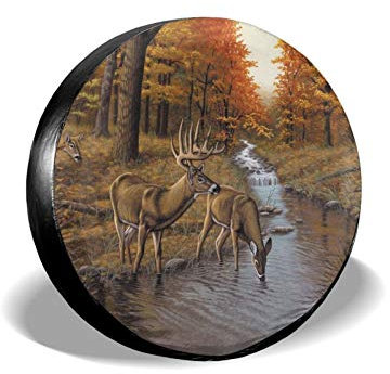 934 Cervi Symonds Creek Autunno Autunno Copriruota per Auto Impermeabile Copertura della Gomma Carino Coperchio Ruota di Scorta Universale per Car Truck RV 14Inch