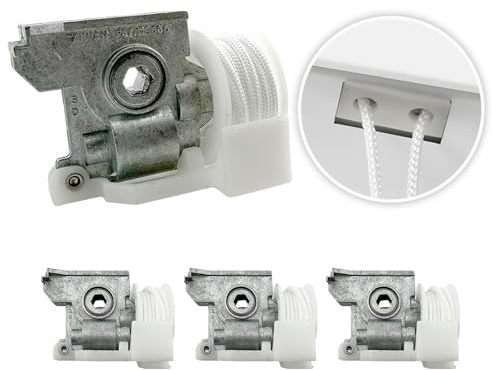 Amazing Drapery Hardware Pre-Corded Low Profile Cord Tilt Control - Fits Hex Rod, 1/4 Hex Hole, White, for 2 Horizontal Blinds - 4 Pack