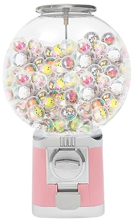 Vending Machine, 1.26in Ball Bulk Vending Machine w/Key Classic Bubble Capsule Toys Dispenser, Commercial Candy Gumball Machine, Perfect for Game Stores and Retail Stores Pink (US Stock)