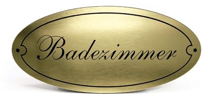Dekolando Badezimmer Schild Türschild graviert oval selbstklebend Bad Türdeko 15 x 7 cm (Gold)