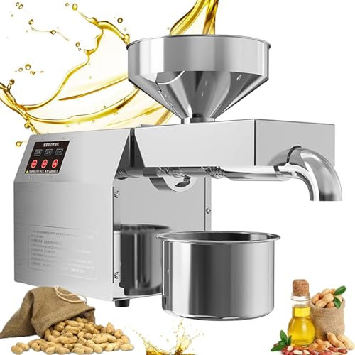 Fablestoryem 820W Automatic Oil extractor,Cold Hot Press Food Grade Stainless Steel Oil Extractor,Organic Oil Press Machine for Commercial Home Kitchen,Peanut Sesame Canola Coconut,220V