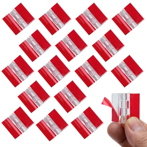 16Pcs Acrylic Hinges, Self Adhesive Clear Hinges, Plastic Continuous Piano Hinge, Transparent Folding Hinge Tools for Crafts, Aquarium Lid, Cabinet Drawer, Jewelry Box (3 * 3.5cm)