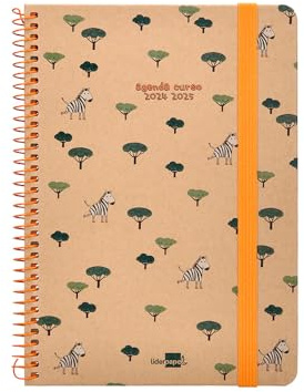 Liderpapel skolkalender år 24–25 år klassisk zebra 2 dagars sida Din A5 papper fsc elastiskt band