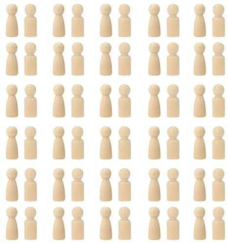 60 Stück DIY Holzfiguren zum Bemalen - Natürliche Puppen und Unvollendete Familie Figuren für Geburtstag Dekoration